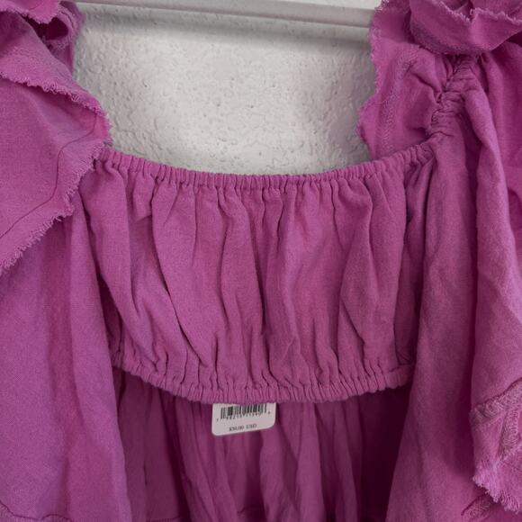 Free People Make Waves Top Womens XS Crop Flowy Beachy Boho Festival Pink NEW - Picture 4 of 9